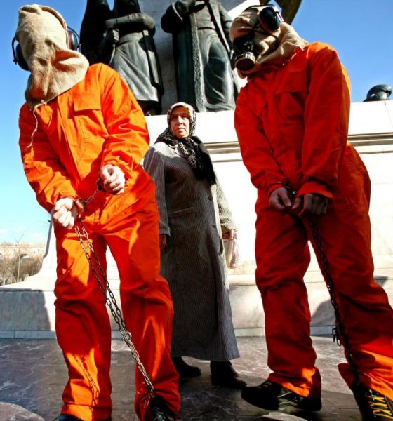 U.S. Embassy in London in a protest calling for the closure of Guantanamo Bay