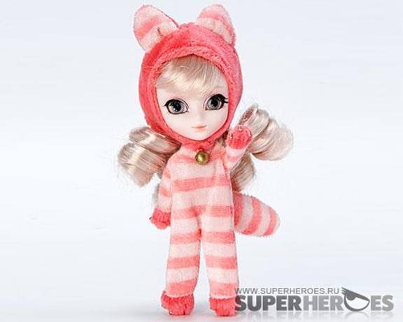 Озорная маленькая Pullip в плюшевом костюме Чеширского Кота.