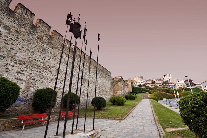 Old byzantine walls at Thessaloniki city in Greece.jpg